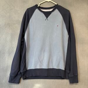 Tommy Hilfiger Heavyweight Waffle Knit Raglan Crewneck Sweatshirt Large Preppy